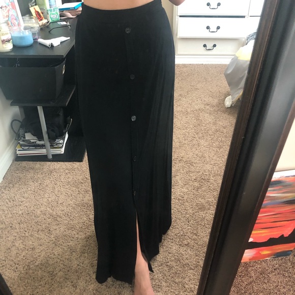 Charlotte Russe Black Maxi skirt with buttons - Picture 3 of 4